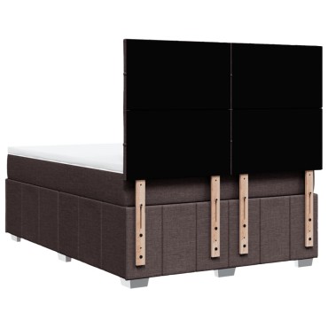 vidaXL Κρεβάτι Boxspring με Στρώμα Σκούρο Καφέ 160x200 εκ Υφασμάτινο