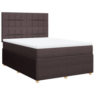 vidaXL Κρεβάτι Boxspring με Στρώμα Σκούρο Καφέ 160x200 εκ Υφασμάτινο