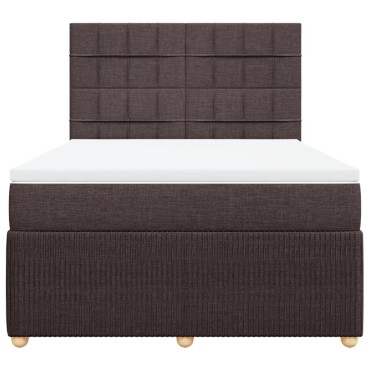 vidaXL Κρεβάτι Boxspring με Στρώμα Σκούρο Καφέ 160x200 εκ Υφασμάτινο