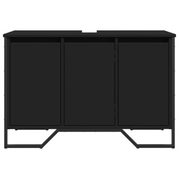 vidaXL Ντουλάπι Νιπτήρα Μπάνιου Μαύρο 91x35x60cm Επεξεργασμένο Ξύλο 1 τεμ.