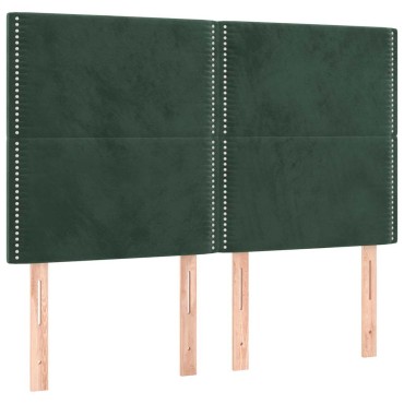 vidaXL Κρεβάτι Boxspring με Στρώμα Σκούρο Πράσινο 140x200εκ. Βελούδινο