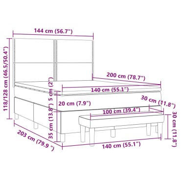 vidaXL Κρεβάτι Boxspring με Στρώμα Σκούρο Πράσινο 140x200εκ. Βελούδινο
