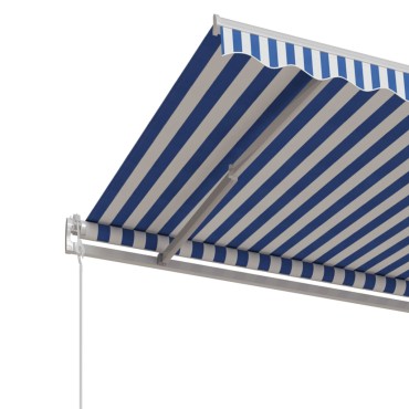 vidaXL Τέντα Συρόμενη Αυτόματη Μπλε / Λευκό 500x350 εκ.