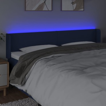 vidaXL Κεφαλάρι Κρεβατιού LED Μπλε 163x16x78/88cm Υφασμάτινο 1 τεμ.