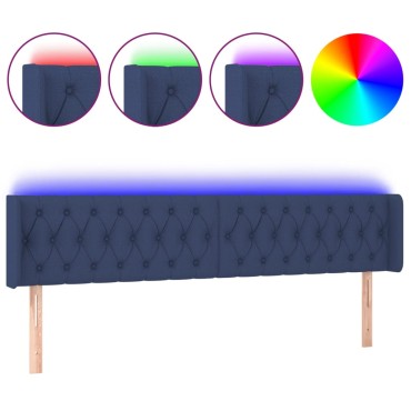 vidaXL Κεφαλάρι Κρεβατιού LED Μπλε 203x16x78/88cm Υφασμάτινο 1 τεμ.
