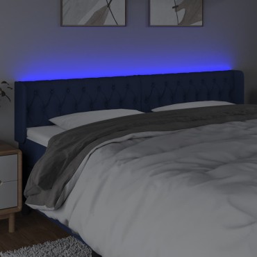 vidaXL Κεφαλάρι Κρεβατιού LED Μπλε 203x16x78/88cm Υφασμάτινο 1 τεμ.
