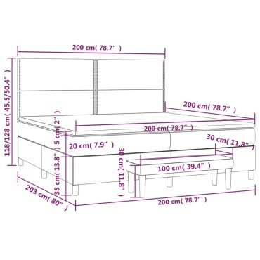 vidaXL Κρεβάτι Boxspring με Στρώμα Σκούρο Πράσινο 200x200εκ. Βελούδινο