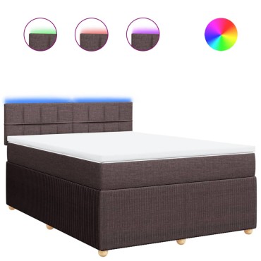 vidaXL Κρεβάτι Boxspring με Στρώμα Σκούρο Καφέ 160x200 εκ Υφασμάτινο