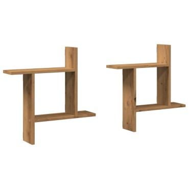 vidaXL Ραφιέρες Τοίχου 2 τεμ. Αρτισιανή Δρυς 50x12x50cm Επεξ. Ξύλο