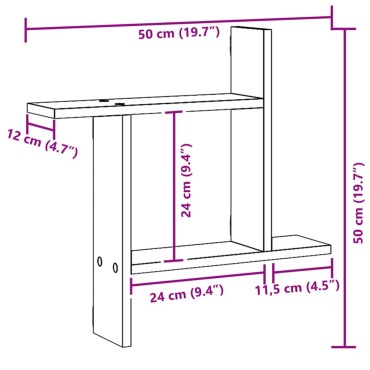 vidaXL Ραφιέρες Τοίχου 2 τεμ. Αρτισιανή Δρυς 50x12x50cm Επεξ. Ξύλο