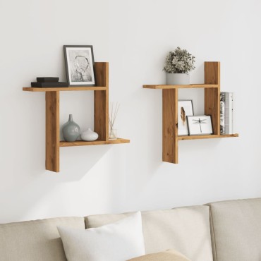 vidaXL Ραφιέρες Τοίχου 2 τεμ. Αρτισιανή Δρυς 50x12x50cm Επεξ. Ξύλο