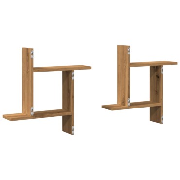 vidaXL Ραφιέρες Τοίχου 2 τεμ. Αρτισιανή Δρυς 50x12x50cm Επεξ. Ξύλο