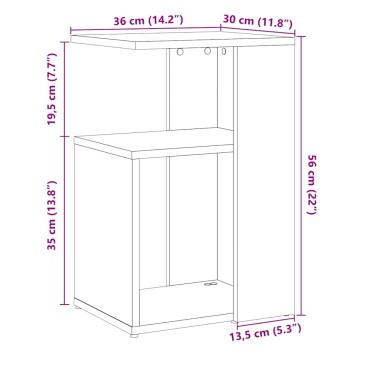vidaXL Βοηθητικό Τραπέζι Αρτισιανή Δρυς 36x30x56cm Επεξ. Ξύλο 1 τεμ.