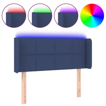 vidaXL Κεφαλάρι Κρεβατιού LED Μπλε 93x16x78/88cm Υφασμάτινο 1 τεμ.