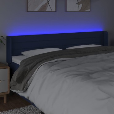 vidaXL Κεφαλάρι Κρεβατιού LED Μπλε 203x16x78/88cm Υφασμάτινο 1 τεμ.