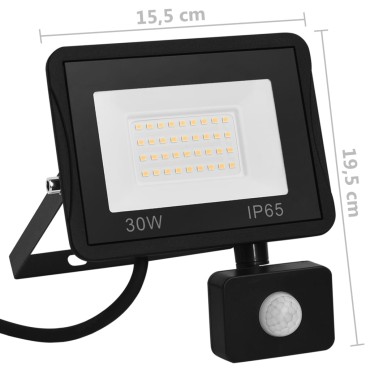 vidaXL Προβολέας LED με Αισθητήρα Θερμό Λευκό 30 W