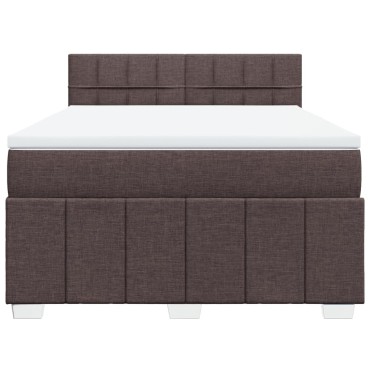 vidaXL Κρεβάτι Boxspring με Στρώμα Σκούρο Καφέ 160x200 εκ Υφασμάτινο