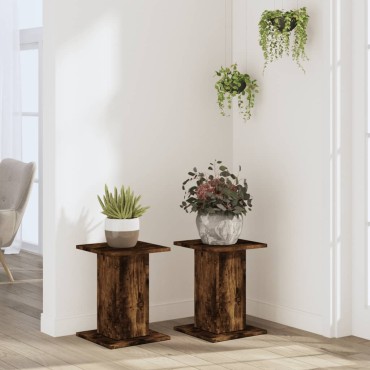 vidaXL Βάσεις Φυτών 2Τεμ. Καπνιστή Δρυς 30x30x40εκ. Επεξεργασμένο Ξύλο