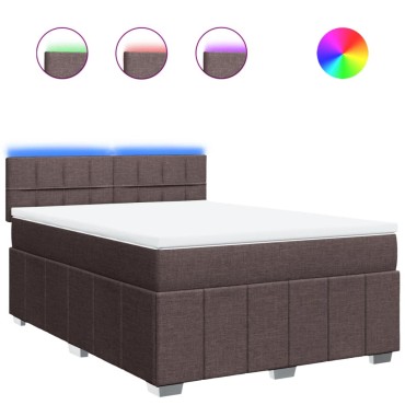 vidaXL Κρεβάτι Boxspring με Στρώμα Σκούρο Καφέ 160x200 εκ Υφασμάτινο