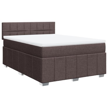 vidaXL Κρεβάτι Boxspring με Στρώμα Σκούρο Καφέ 160x200 εκ Υφασμάτινο