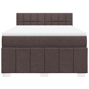 vidaXL Κρεβάτι Boxspring με Στρώμα Σκούρο Καφέ 160x200 εκ Υφασμάτινο