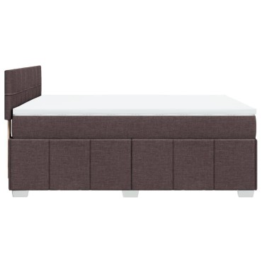 vidaXL Κρεβάτι Boxspring με Στρώμα Σκούρο Καφέ 160x200 εκ Υφασμάτινο