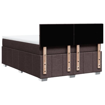 vidaXL Κρεβάτι Boxspring με Στρώμα Σκούρο Καφέ 160x200 εκ Υφασμάτινο
