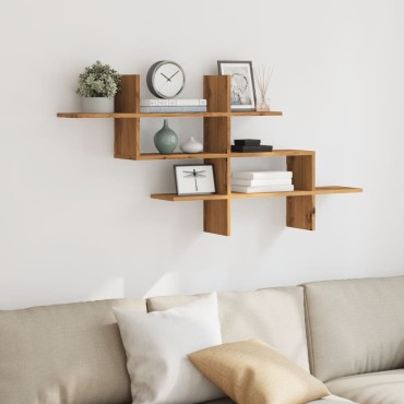 vidaXL Ραφιέρα Τοίχου Αρτισιανή Δρυς 124,5x18x60,5cm Επεξ. Ξύλο 1 τεμ.