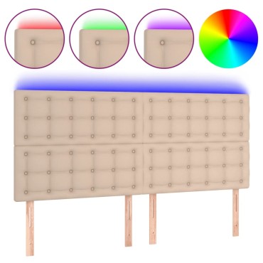 vidaXL Κεφαλάρι Κρεβατιού LED Καπουτσίνο 180x5x118/128 εκ 1 τεμ.