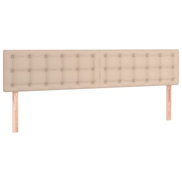 vidaXL Κρεβάτι Boxspring Στρώμα&LED Καπουτσίνο 180x200 εκ. Συνθ. Δέρμα