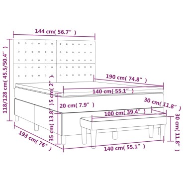 vidaXL Κρεβάτι Boxspring με Στρώμα Σκούρο Μπλε 140x190 εκ. Βελούδινο