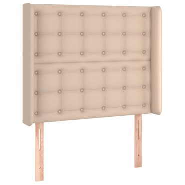 vidaXL Κρεβάτι Boxspring Στρώμα&LED Καπουτσίνο 90x190 εκ. Συνθ. Δέρμα