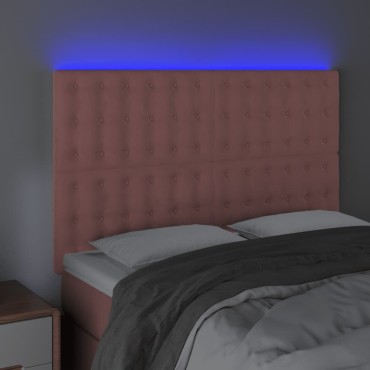 vidaXL Κεφαλάρι Κρεβατιού LED Ροζ 144x5x118/128cm Βελούδινο 1 τεμ.