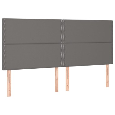 vidaXL Κρεβάτι Boxspring με Στρώμα Γκρι 180x200cm Συνθετικό Δέρμα 1 τεμ. - Διπλό