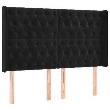 vidaXL Κεφαλάρι με Πτερύγια Μαύρο 163x16x118/128cm Βελούδινο 1 τεμ.