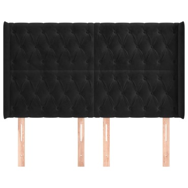 vidaXL Κεφαλάρι με Πτερύγια Μαύρο 163x16x118/128cm Βελούδινο 1 τεμ.