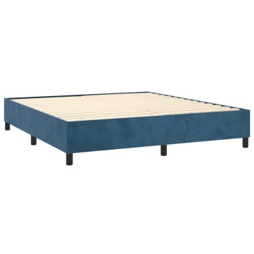 vidaXL Κρεβάτι Boxspring με Στρώμα Σκούρο Μπλε 180x200 εκ. Βελούδινο