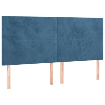 vidaXL Κρεβάτι Boxspring με Στρώμα Σκούρο Μπλε 180x200 εκ. Βελούδινο