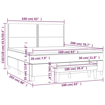 vidaXL Κρεβάτι Boxspring με Στρώμα Κρεμ 160x200cm Υφασμάτινο 1 τεμ. - Διπλό