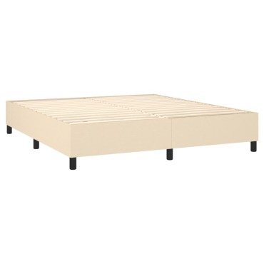 vidaXL Κρεβάτι Boxspring με Στρώμα Κρεμ 160x200cm Υφασμάτινο 1 τεμ. - Διπλό