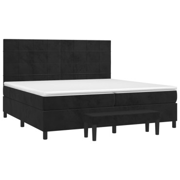 vidaXL Κρεβάτι Boxspring με Στρώμα Μαύρο 200x200 εκ. Βελούδινο