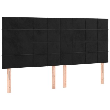 vidaXL Κρεβάτι Boxspring με Στρώμα Μαύρο 200x200 εκ. Βελούδινο