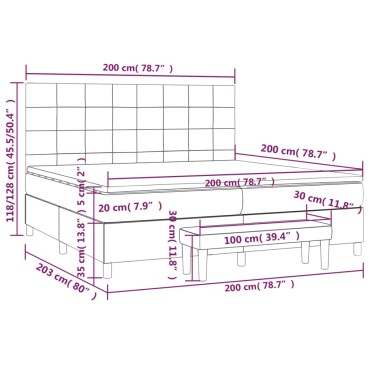 vidaXL Κρεβάτι Boxspring με Στρώμα Μαύρο 200x200 εκ. Βελούδινο