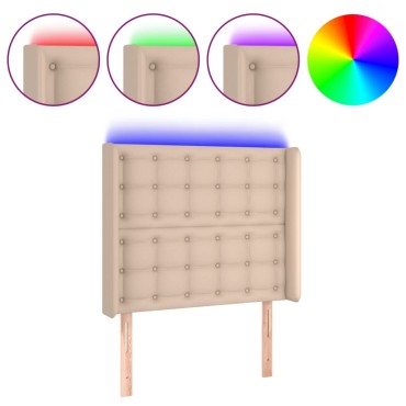 vidaXL Κεφαλάρι Κρεβατιού LED Καπουτσίνο 93x16x118/128 εκ 1 τεμ.