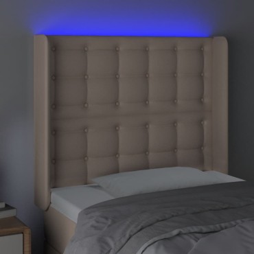 vidaXL Κεφαλάρι Κρεβατιού LED Καπουτσίνο 93x16x118/128 εκ 1 τεμ.