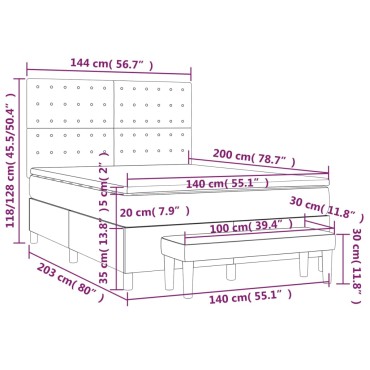 vidaXL Κρεβάτι Boxspring με Στρώμα Κρεμ 140x200 εκ. Υφασμάτινο