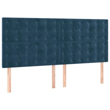 vidaXL Κρεβάτι Boxspring με Στρώμα Σκούρο Μπλε 160x200 εκ. Βελούδινο