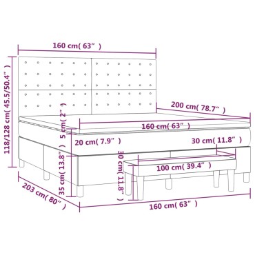 vidaXL Κρεβάτι Boxspring με Στρώμα Σκούρο Μπλε 160x200 εκ. Βελούδινο