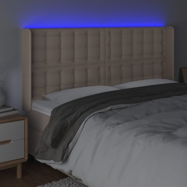 vidaXL Κεφαλάρι Κρεβατιού LED Καπουτσίνο 183x16x118/128 εκ 1 τεμ.