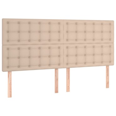 vidaXL Κρεβάτι Boxspring Στρώμα&LED Καπουτσίνο 180x200 εκ. Συνθ. Δέρμα